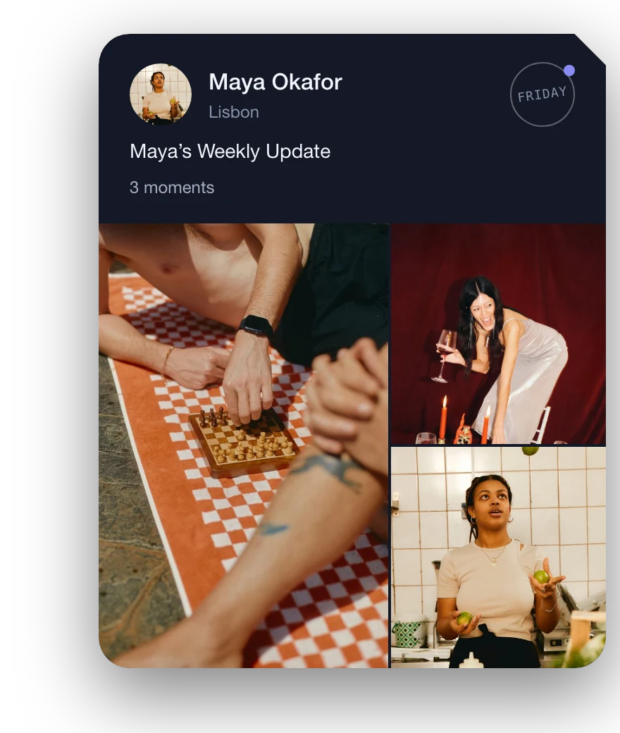 Maya Okafor in Lisbon: three moments, postmarked Friday