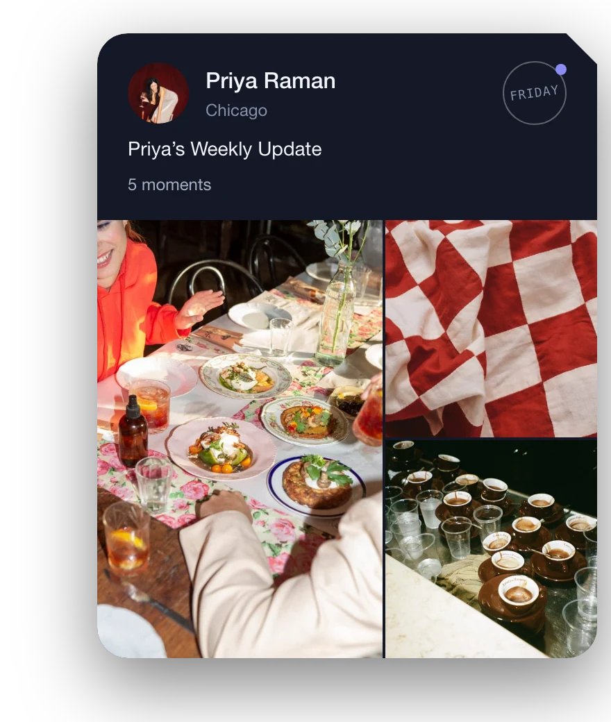 Priya Raman in Chicago: five moments, postmarked Friday