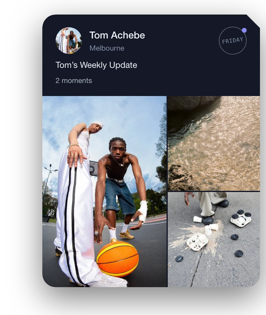 Tom Achebe in Melbourne: two moments, postmarked Friday